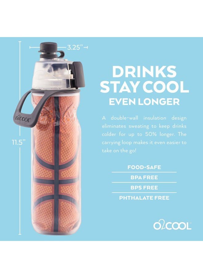O2COOL Misting Insulated Water Bottle, Mist 'N Sip Sports Series by , 20 oz 20 Ounce HMCDP31BK1 - Image 3