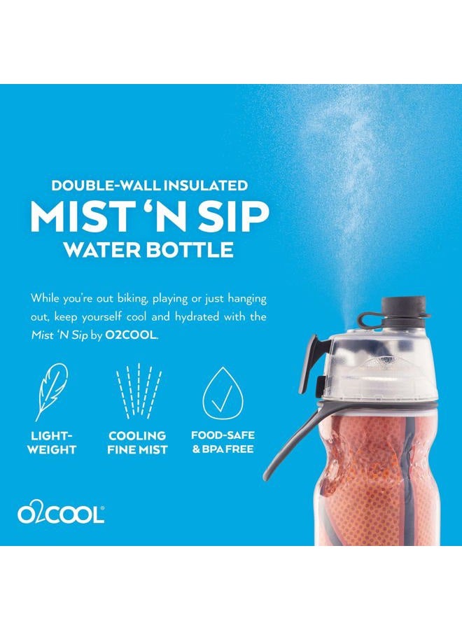 O2COOL Misting Insulated Water Bottle, Mist 'N Sip Sports Series by , 20 oz 20 Ounce HMCDP31BK1 - Image 5