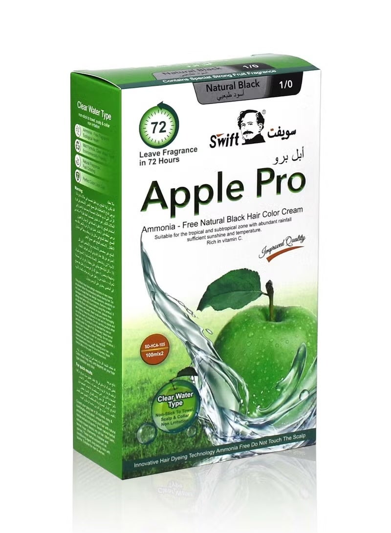 Swift 1/0 Apple hair color cream natural black ammonia free 200ml - Image 2