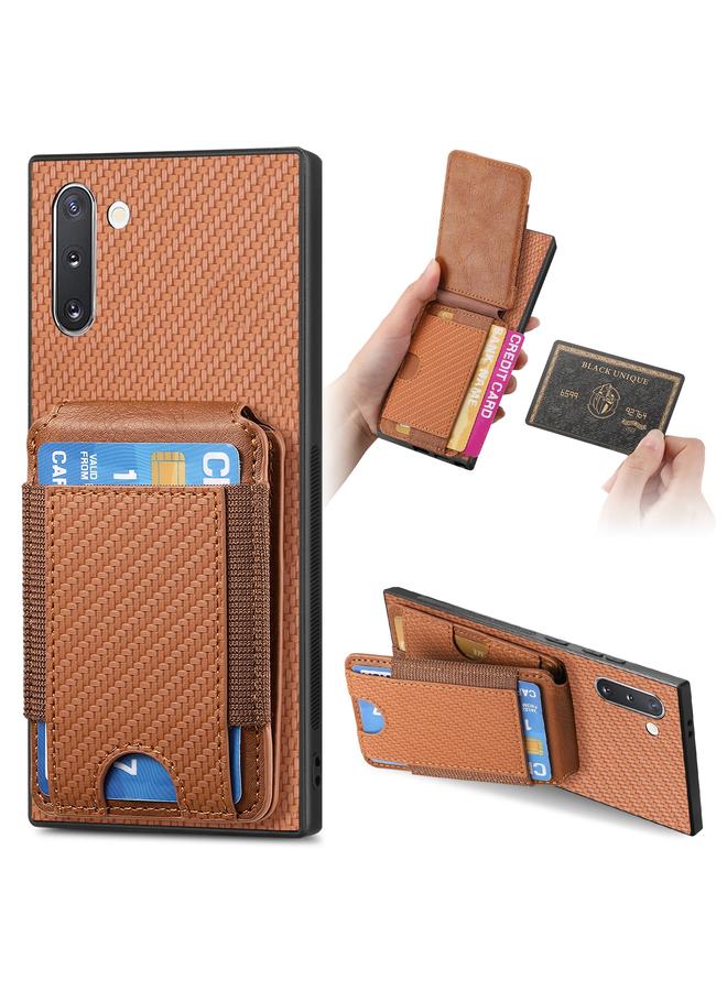 S-TOP Case For Samsung Galaxy Note10 Carbon Fiber Vertical Flip Wallet Stand Phone Case - Image 1