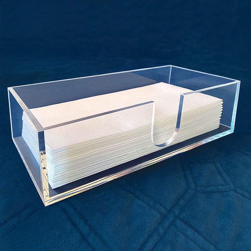 Sicily Acrylic Napkin Holder (5mm) Multifold Paper Towel Dispenser (9.87”W x 4.75”D x 2.75”H) Hand Towel Holder for Bathroom and Kitchen Countertop - Image 1