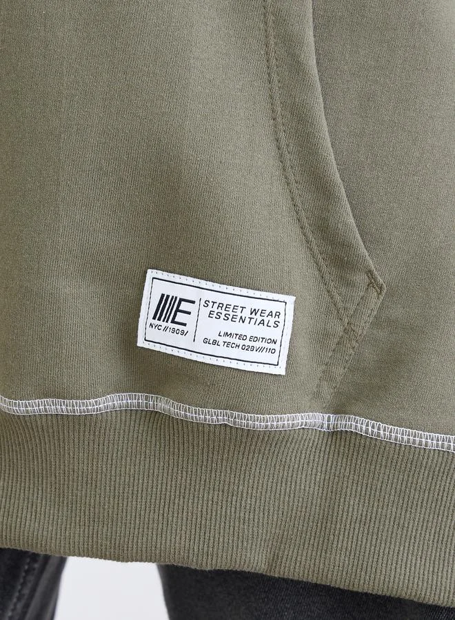 Styli  Khaki Oversized Longline Hoodie for Women | Best Price UAE