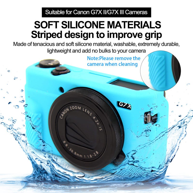 Easy Hood G7X Mark II Case G7X Camera Silicone Case, Soft Silicone Protective Cover for Canon Powershot G7X Mark II DSLR Camera (Blue) - Image 3