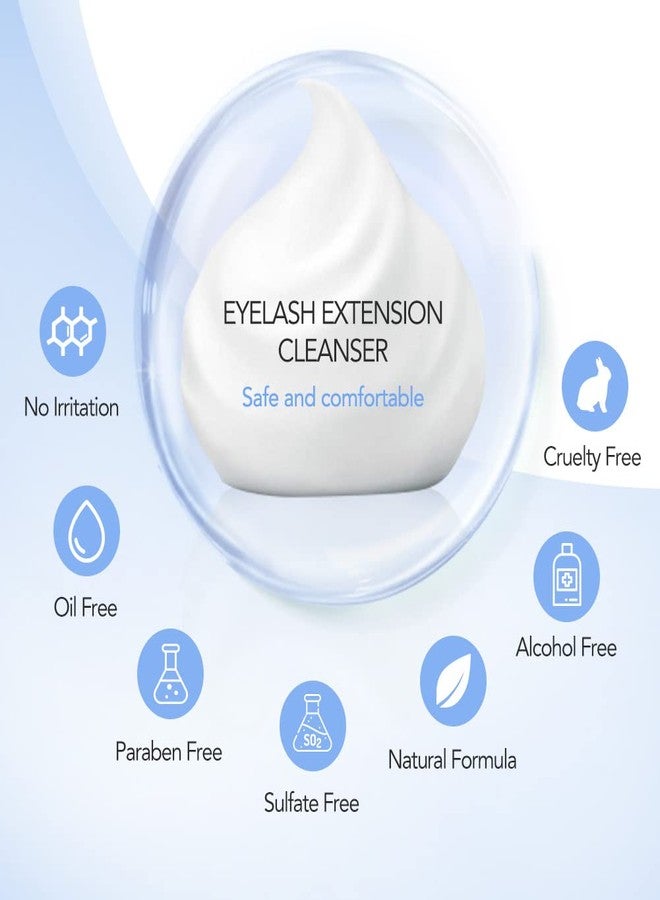AuReve Eyelash Extension Cleanser Lash Shampoo Eyelash Extension Shampoo Lash Foam Cleanser Eyelid Cleanser for Makeup Remover Eyelash Care, Paraben & Sulfate Free for Salon and Home Use (Original 600ml) - Image 3