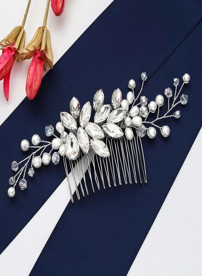 GORAIS Wedding Hair Comb Rhinestones Bridal Hair Accessories Pearl Hair Pieces for Brides - Image 3