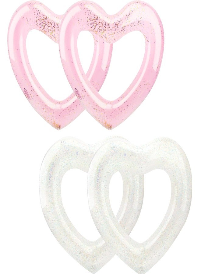 Sonarun 4 Pack Inflatable Swim Rings Float Heart Shaped Swimming Circle Pool Floats for Adults Pool Beach Party Supplies, 47.2 x 39.4 Inch - Image 1