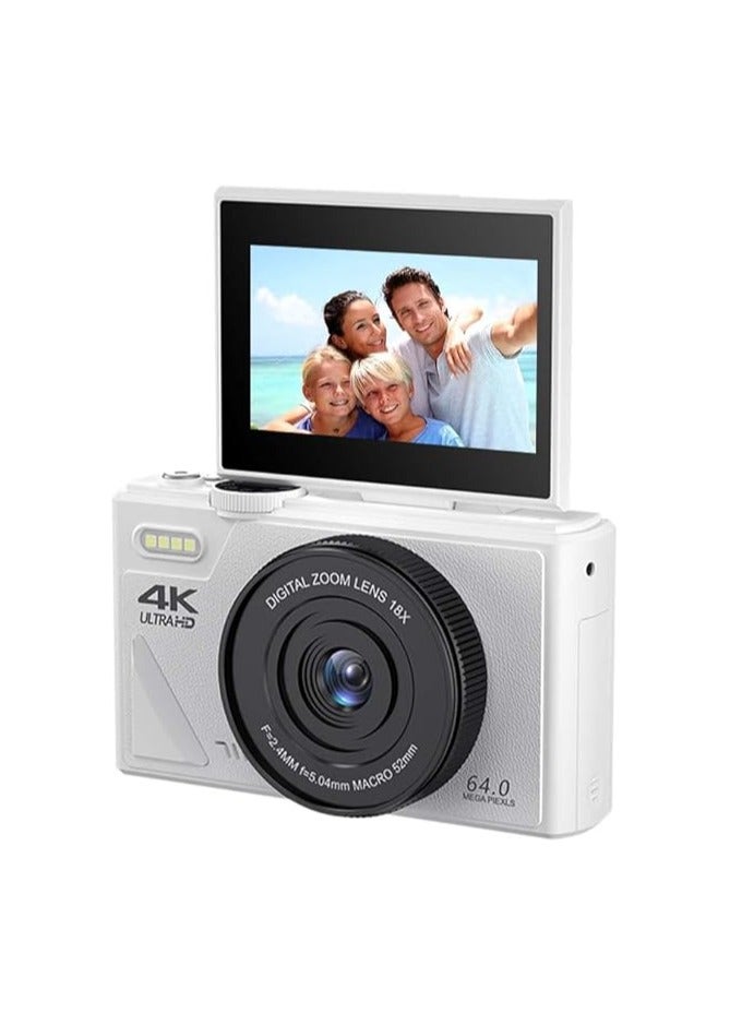 64MP Digital Camera for Photography  Video: 4K vlog camera for YouTube with 3-inch flip screen, 16x zoom digital camera as a gift - Image 1