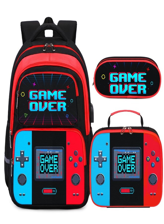 Bevalsa Backpack 3 set for Boys Kids, Red Blue, Medium, Backpack - Image 1