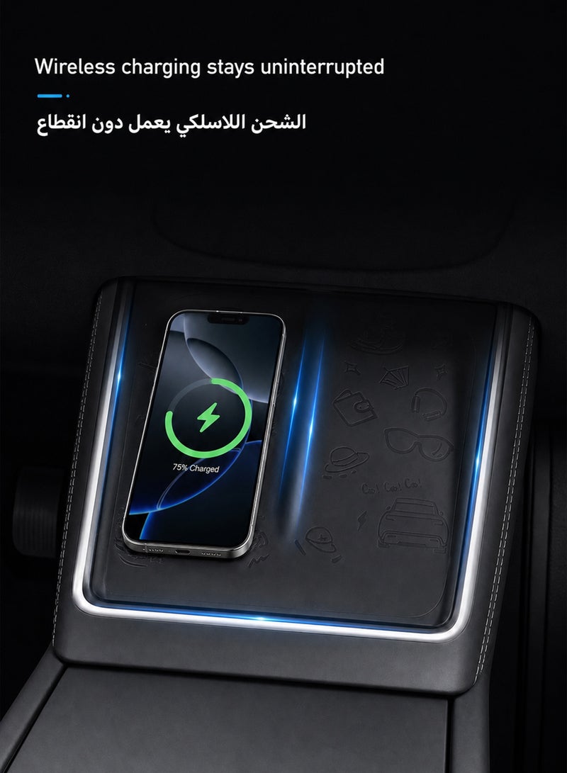 Delehehe Center Console Wireless Charging Silicone Mat for Tesla Model 3 Highland 2024-2026 and Tesla Model Y Juniper 2025-2026, Washable Non-Slip Pad Protector Cover Interior Accessories - Image 3