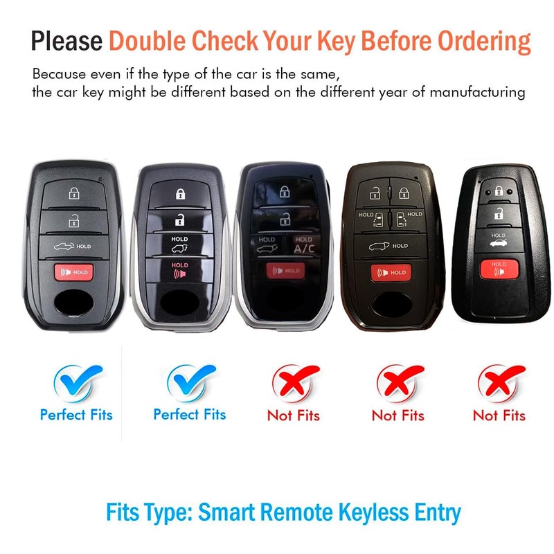 Bqepe for Toyota Key Fob Cover Keychain Fit for 2025-2026 Camry 4Runner,2019-2026 Land Cruiser,Mirai,2021-2026 Venza,Grand Highlander,Hilux,Fortuner,2023-2026 Corolla,Prius(Blue, 4 Buttons) - Image 2