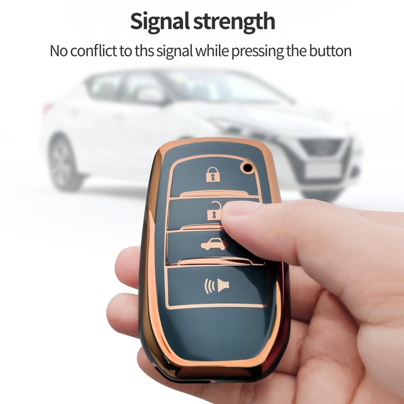 Bqepe for Toyota Key Fob Cover Keychain Fit for 2025-2026 Camry 4Runner,2019-2026 Land Cruiser,Mirai,2021-2026 Venza,Grand Highlander,Hilux,Fortuner,2023-2026 Corolla,Prius(Blue, 4 Buttons) - Image 5