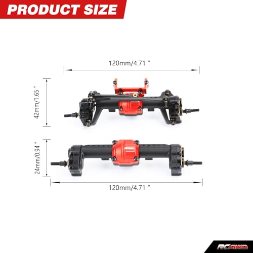 RCAWD Diff Portal Axle Set with Axle Shaft Disconnect Conversion for FCX24 Upgrades Alum Housing Brass Portal Cover Steering Block Steel Gear for FMS FCX24 K5 Blazer Smasher Lemur FCX18 LC80 Upgrade Parts - Image 5