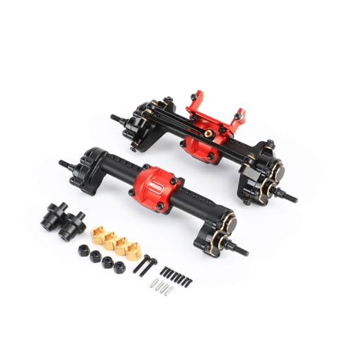 RCAWD Diff Portal Axle Set with Axle Shaft Disconnect Conversion for FCX24 Upgrades Alum Housing Brass Portal Cover Steering Block Steel Gear for FMS FCX24 K5 Blazer Smasher Lemur FCX18 LC80 Upgrade Parts - Image 1