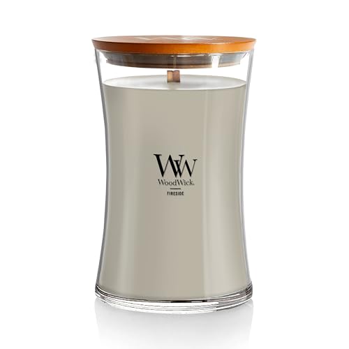 WoodWick Large Hourglass Fireside Candle Premium Soy Blend Wax Crackles as it burns Perfect for Gifting - Image 1