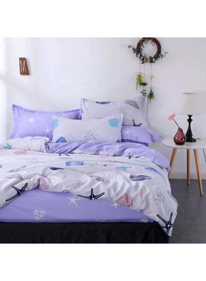 NIBEMINENT 4-Piece Luxury Jacquard Duvet Cover Set Polyester Purple - Image 1