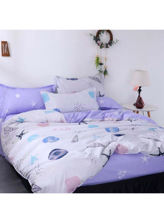 NIBEMINENT 4-Piece Luxury Jacquard Duvet Cover Set Polyester Purple - Image 3