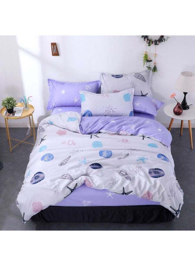 NIBEMINENT 4-Piece Luxury Jacquard Duvet Cover Set Polyester Purple - Image 2
