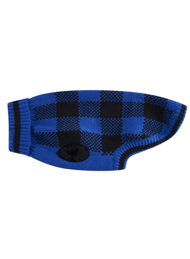 Nothers Blue Black Plaid Knitted Xmas Holiday Festive Turtleneck Pet Sweater for Puppy Small Dogs Cat Sweaters, X-Small (XS) 8" Back Length - Image 3