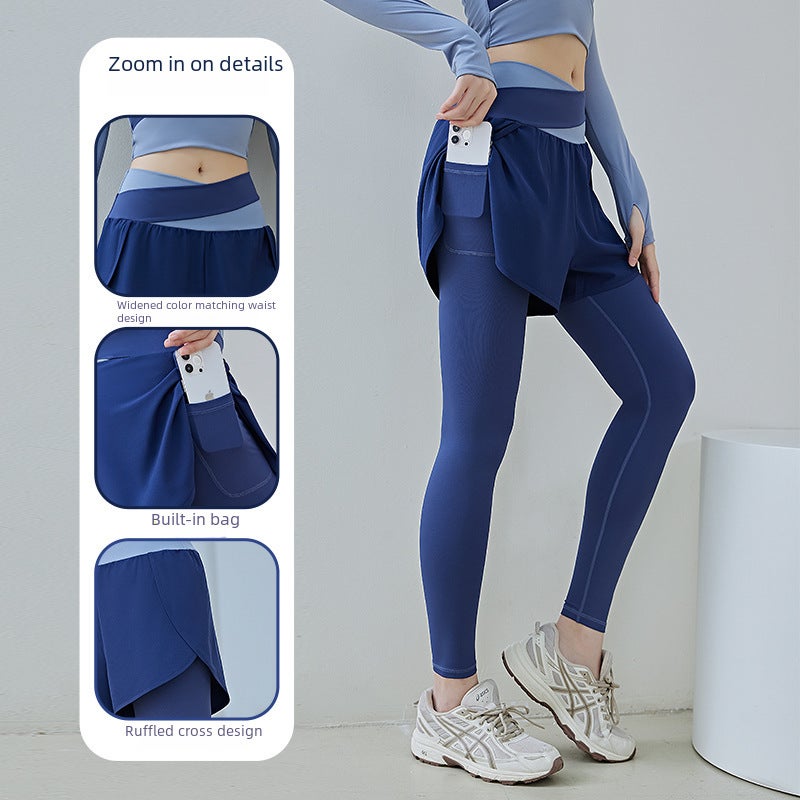 بنطلون يوغا جوييتانغ عالي الخصر مع جيب شبكي - أسود زينغياو - Image 3