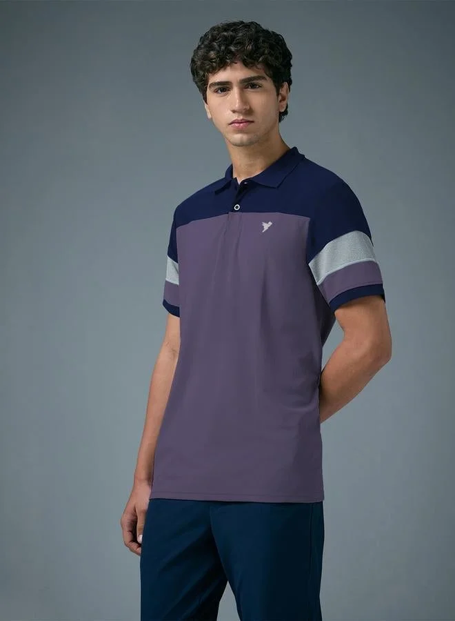 Technosport Technosport Men Slim Fit Color Block Pique Polo