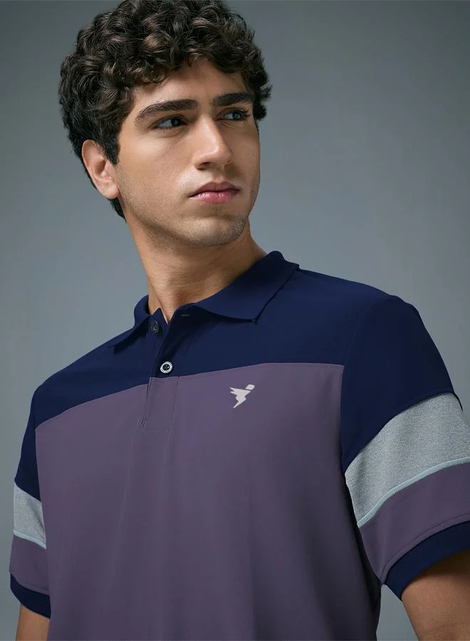 Technosport Technosport Men Slim Fit Color Block Pique Polo