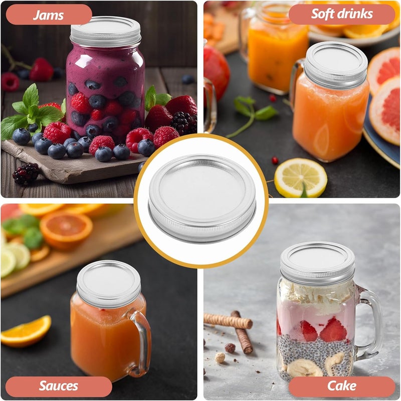 Homoyoyo 20 Sets Leakproof Mason Jar Canning Lids and Tinplate Split Covers, Regular Mouth Replacement Caps for Storage and Preserving, Silver Metal Sealed Canning Jar Lids - Image 3