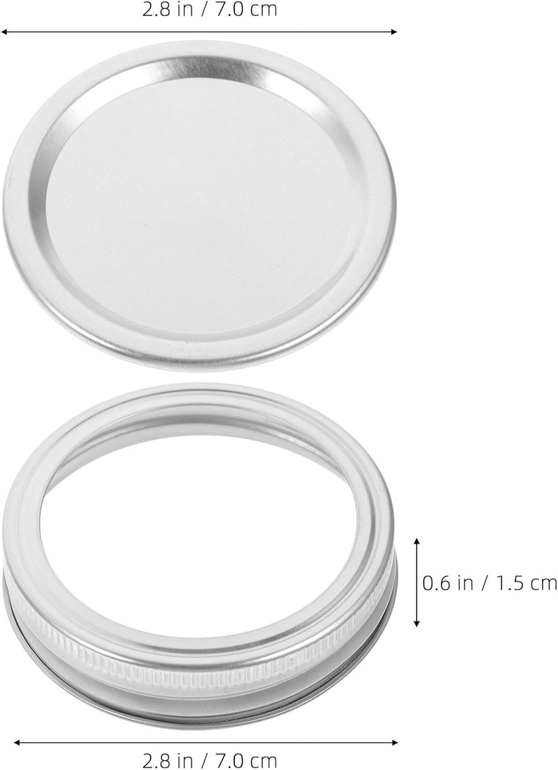 Homoyoyo 20 Sets Leakproof Mason Jar Canning Lids and Tinplate Split Covers, Regular Mouth Replacement Caps for Storage and Preserving, Silver Metal Sealed Canning Jar Lids - Image 2