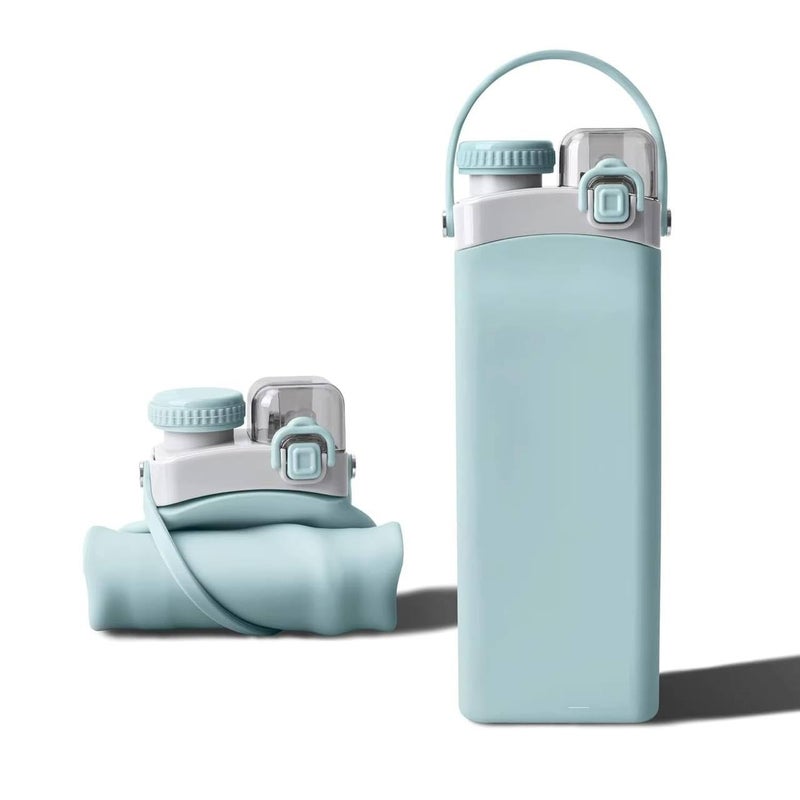 HEYOL 600ml Collapsible Silicone Water Bottle with Straw and Hook BPAFree Leakproof Portable Folding Water Bottle for Hiking Camping Sports and Outdoor Adventures Pink - Image 1