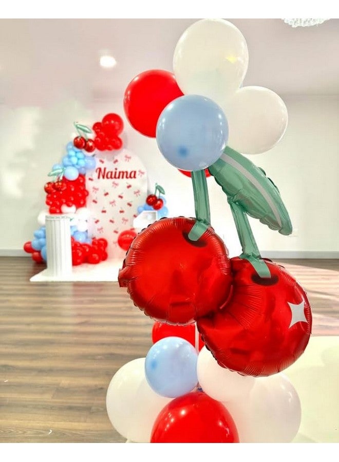 CYMYLAR 6pcs 20inch cherry balloons,cherry theme birthday party decorations balloons supplies.fruit summer cherry birthday wedding baby party decoration mylar balloons.  - Image 5