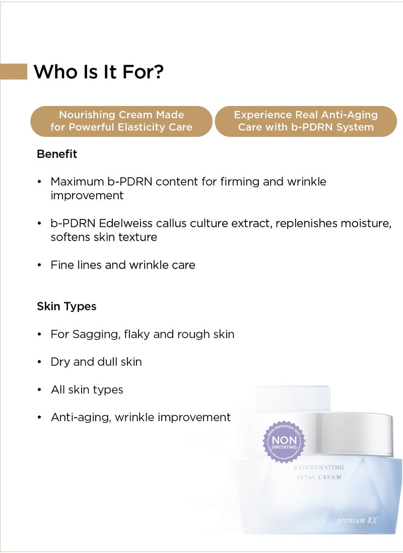 Banobagi Rejuvenating Vital Cream for Face Wrinkles & Aging Skin Care Hydrating Moisturizer Face Cream Vitamin E, Hyaluronic acid best skin Moisturizer for dry skin Anti-aging Korean Skin Care Glass Skin 50ml  - Image 2