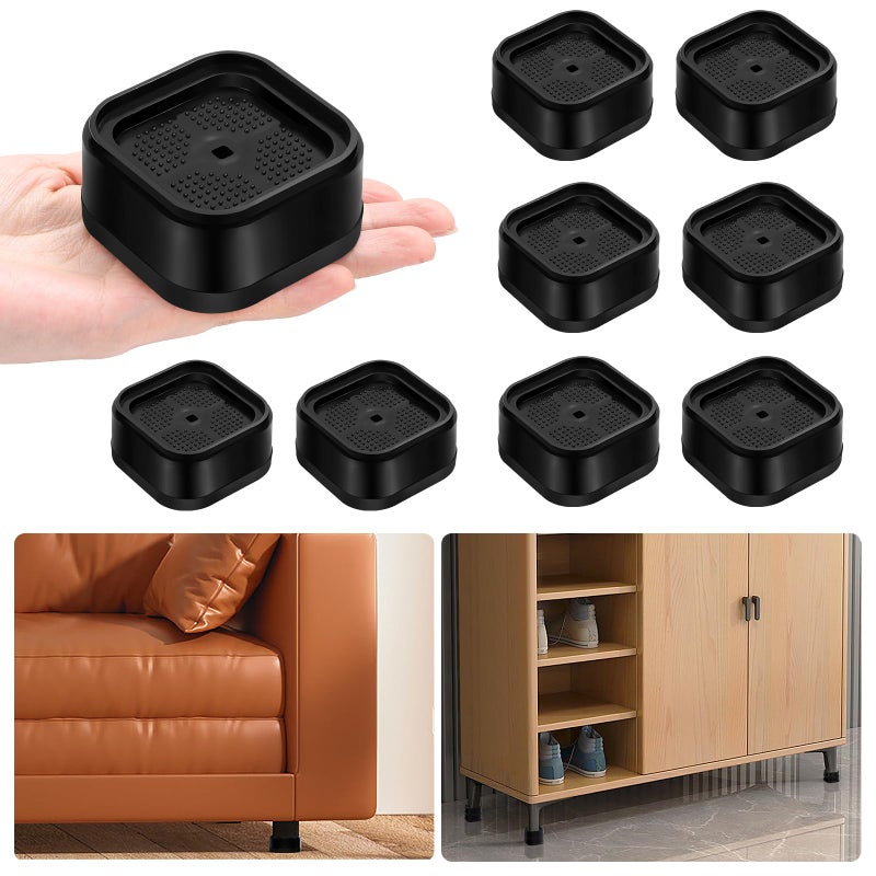 shouwuhho shouwuhho 8 Pack Furniture Risers Adjustable Bed Risers Heavy Duty Lifts Height 1 Square Stackable Bed Risers 1 2 or 3 Inch for Desk Leg Table Couch Sofa Chair Bed Frame Legs Dorm Black