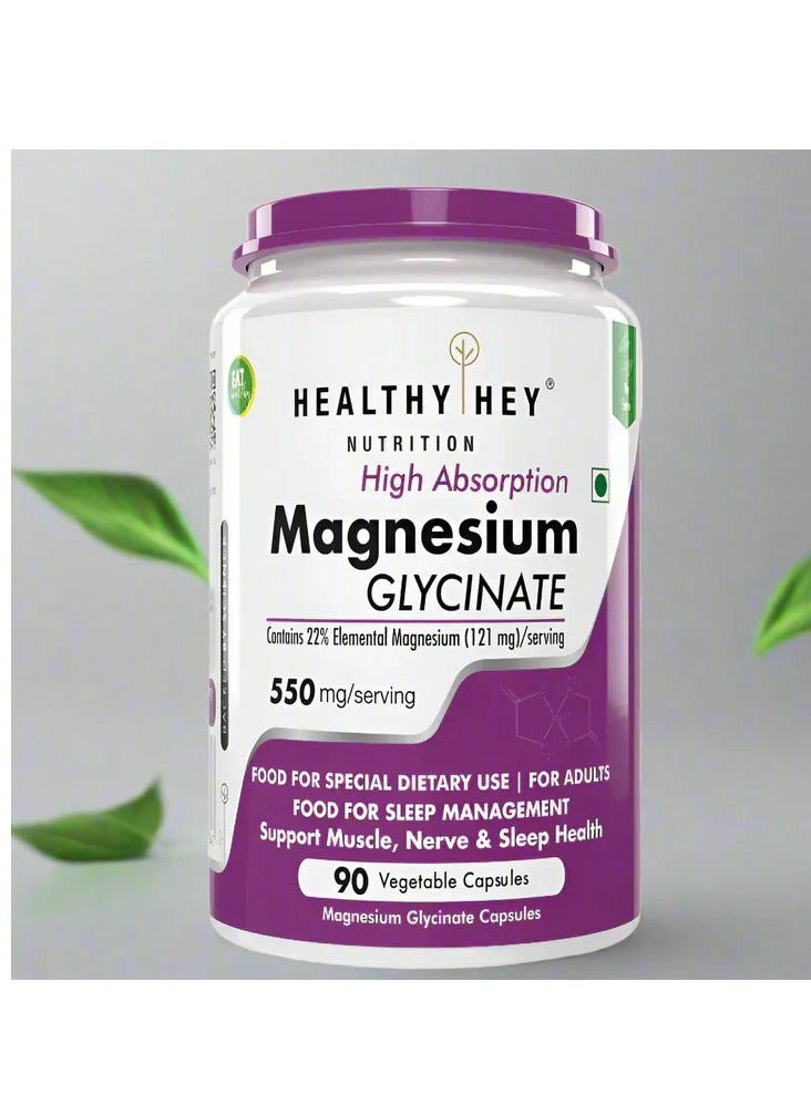 HealthyHey Nutrition High Absorption Magnesium Glycinate 550 Mg 300 Vegatable Capsules - Image 2