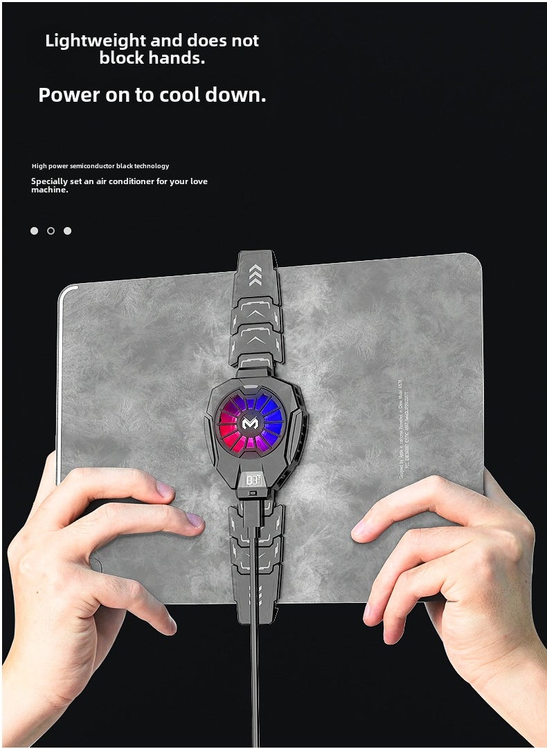 DLO5-FOR TABLET is A radiator suitable for SMARTPHONES and iPads.Semiconductor scattered cooling fan, supports 65-230mm wide smart phones.Powerful heat dissipation function and temperature display