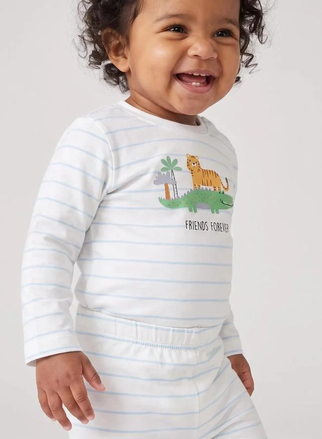 ستايلي Baby Boys Cotton Striped Top and Pyjama Set