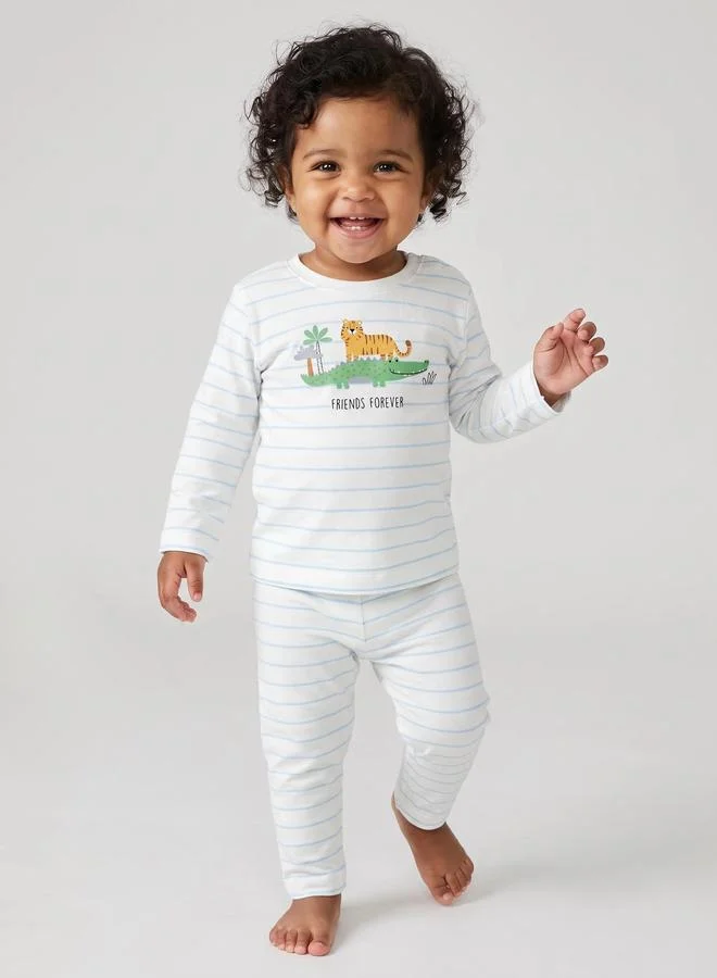 ستايلي Baby Boys Cotton Striped Top and Pyjama Set