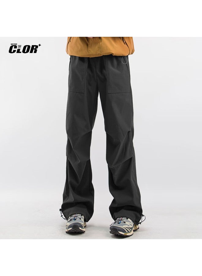 Clor Men's Outdoor Work Pants Summer Windproof Thin Sports Hiking Casual Straight Pants Cl52 Black 2XL - Image 1