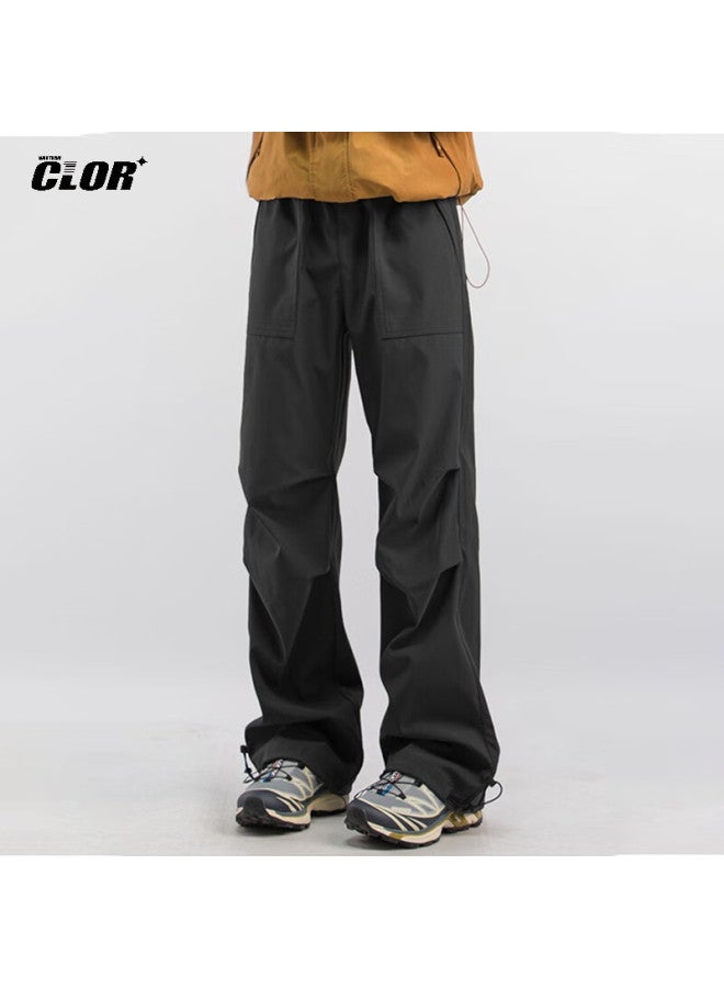 Clor Men's Outdoor Work Pants Summer Windproof Thin Sports Hiking Casual Straight Pants Cl52 Black 2XL - Image 2