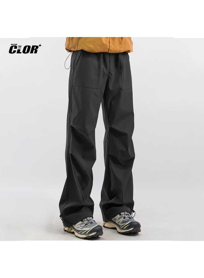 Clor Men's Outdoor Work Pants Summer Windproof Thin Sports Hiking Casual Straight Pants Cl52 Black 2XL - Image 4