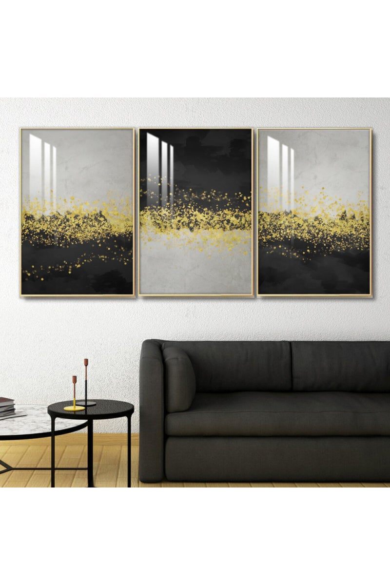 Marktna Three wooden wall painting with a frame and a clear acrylic layer - Image 1