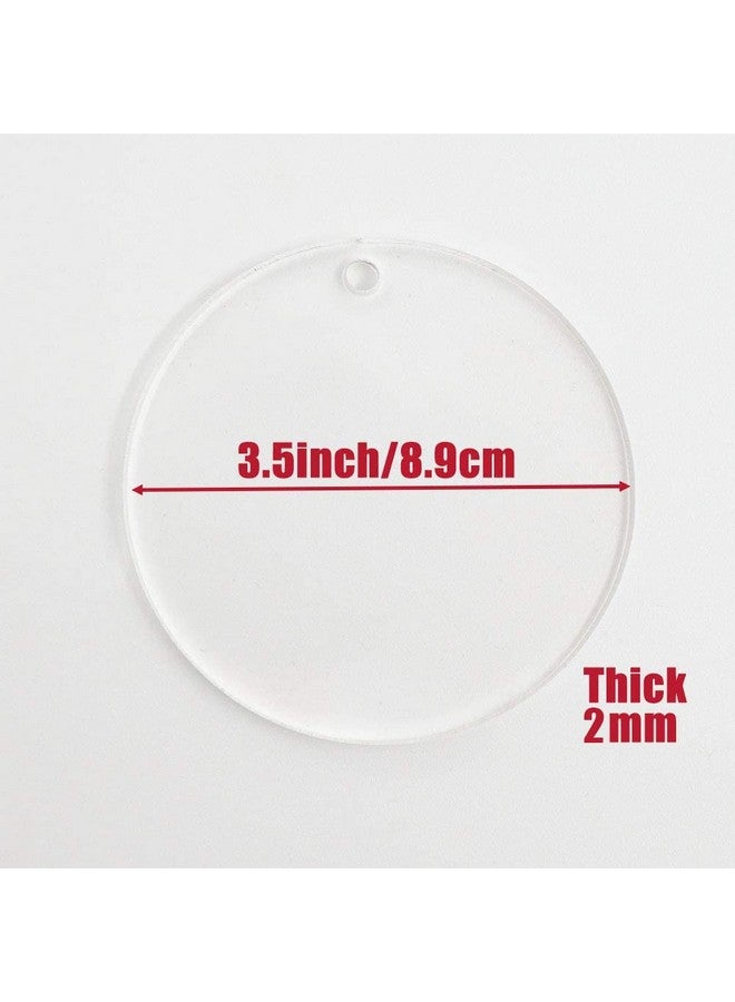 JINMURY 25 Pcs Clear Round Acrylic Ornaments- 3.5 Inch Blank Acrylic Circle Discs with Hole, Perfect for Making Christmas Ornaments, Keychains, Gift Tag, Name Plates, Keepsakes - Image 2