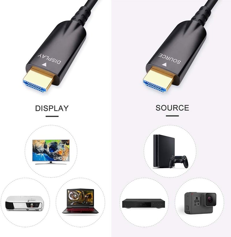 دي تك كابل HDMI من الألياف الضوئية من بطول 100 قدمًا، يدعم تقنيات 4K بمعدل 30 هرتز و1080p والفيديو عالي الدقة بتقنية 3D وARC وHDCP وCEC وبسرعة عالية (100 قدمًا، لون أسود). - Image 2