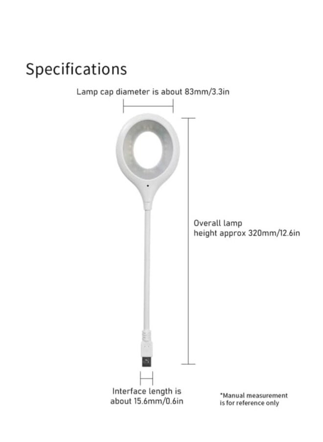 ماركة غير محددة - مصباح طاولة USB صغير ذكي مع تحكم صوتي و3 مصابيح LED ملونة وإضاءة قابلة للتعديل 360 درجة مناسب لقراءة الكتب والعمل في الليل والدراسة باللون الأبيض - Image 1