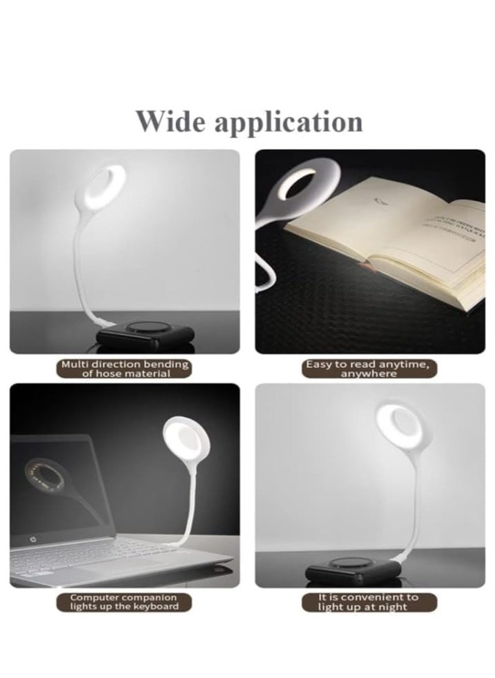ماركة غير محددة - مصباح طاولة USB صغير ذكي مع تحكم صوتي و3 مصابيح LED ملونة وإضاءة قابلة للتعديل 360 درجة مناسب لقراءة الكتب والعمل في الليل والدراسة باللون الأبيض - Image 1