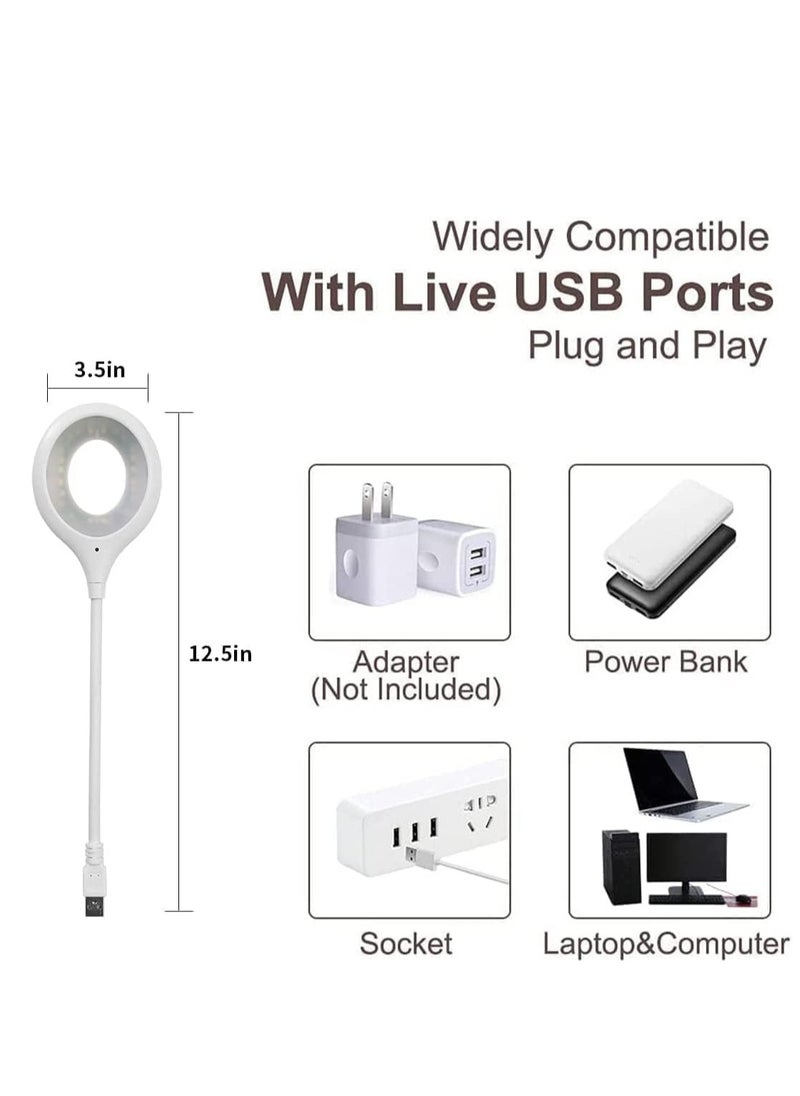 ماركة غير محددة - مصباح طاولة USB صغير ذكي مع تحكم صوتي و3 مصابيح LED ملونة وإضاءة قابلة للتعديل 360 درجة مناسب لقراءة الكتب والعمل في الليل والدراسة باللون الأبيض - Image 1