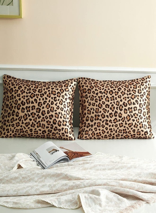LCBD Silky Satin Toddler Pillowcases Pack of 2, 13x18 Inches Cheetah Print Travel Pillowcases with Envelope Closure, Small Kids Pillow Cases Covers, Gold Leopard - Image 5