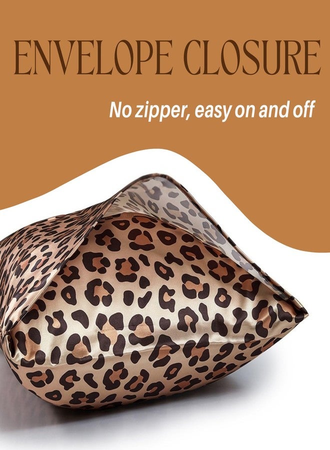 LCBD Silky Satin Toddler Pillowcases Pack of 2, 13x18 Inches Cheetah Print Travel Pillowcases with Envelope Closure, Small Kids Pillow Cases Covers, Gold Leopard - Image 3
