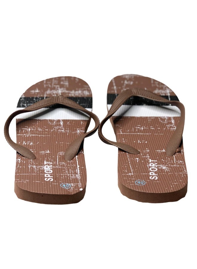 Influence Germany Men's Sport Flip-Flops – Brown Base with White & Black Stripes - Image 2