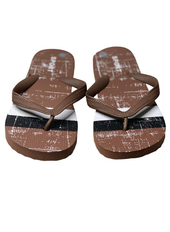 Influence Germany Men's Sport Flip-Flops – Brown Base with White & Black Stripes - Image 3
