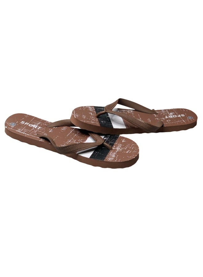 Influence Germany Men's Sport Flip-Flops – Brown Base with White & Black Stripes - Image 4
