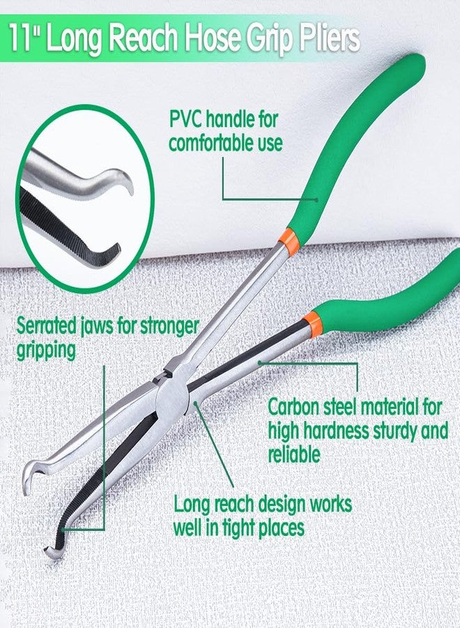كماشة LEONTOOL ذات قبضة خرطوم طويلة 11 بوصة - لإزالة شمعة الإشعال وغطاء الإشعال المائل - كماشة ذات أنف حلقي طويل المدى بفكين مسننين - قطر 1/2 بوصة - Image 2